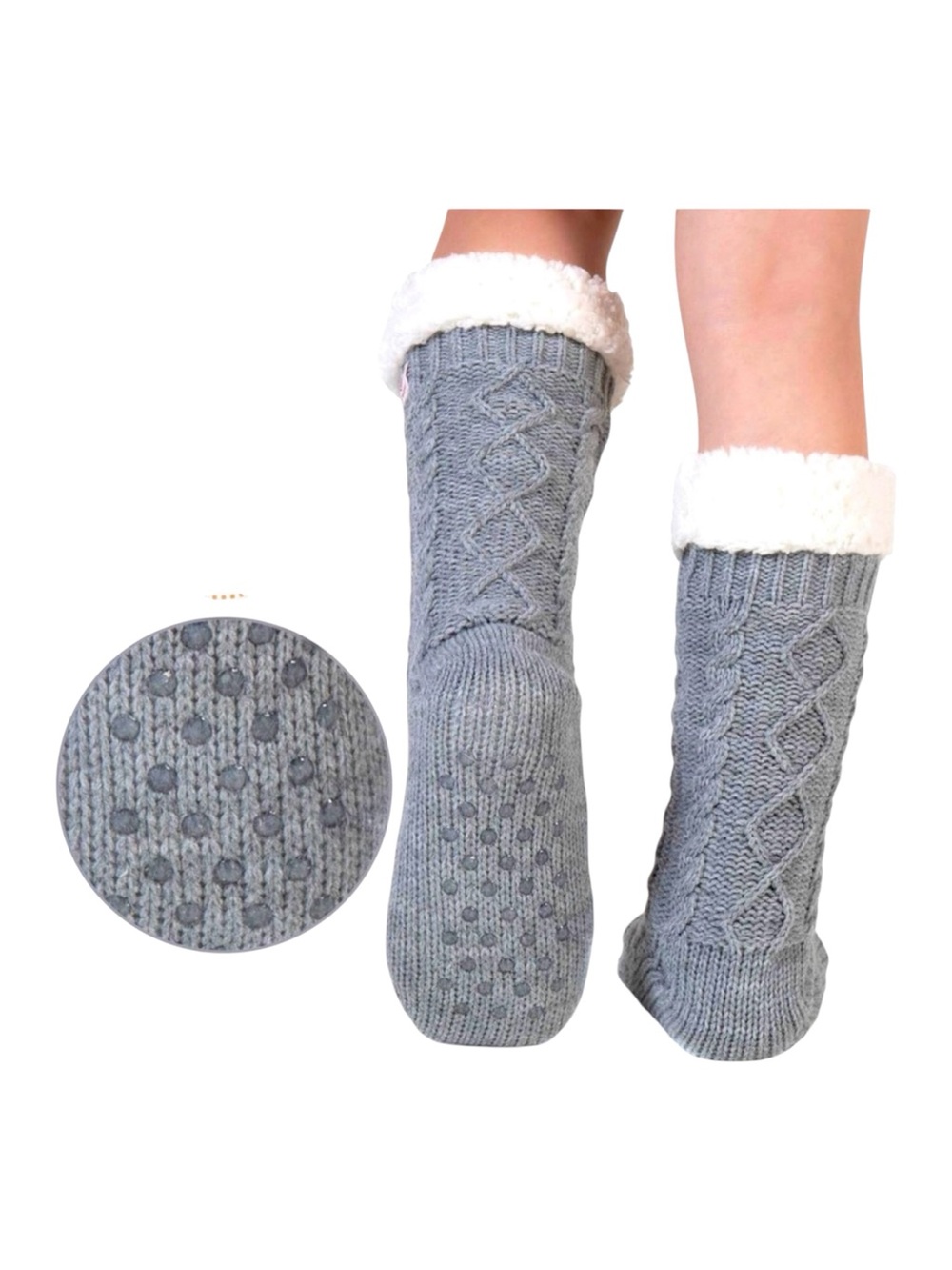 Women’s Mid-Calf Sweater Knit Slipper Socks size M